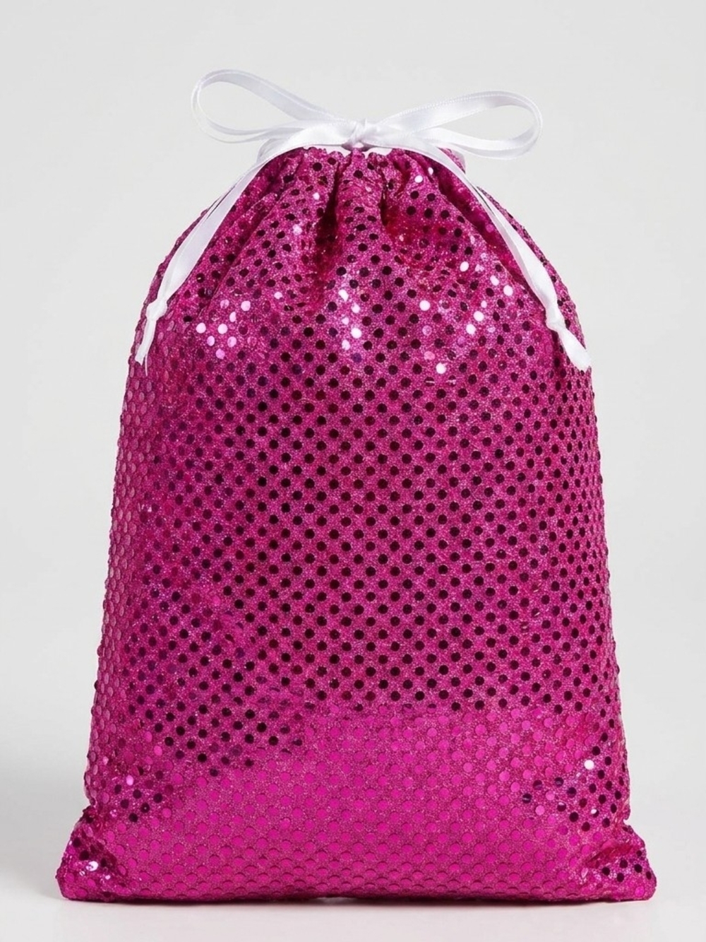 Hand Crafted Fuchsia Sequin Drawstring Pouch